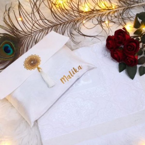 White Prayer Rug With Pouch