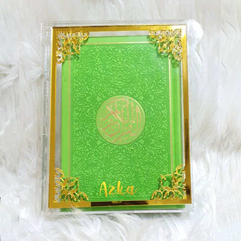Rainbow Quran In Acrylic Box - Light Green