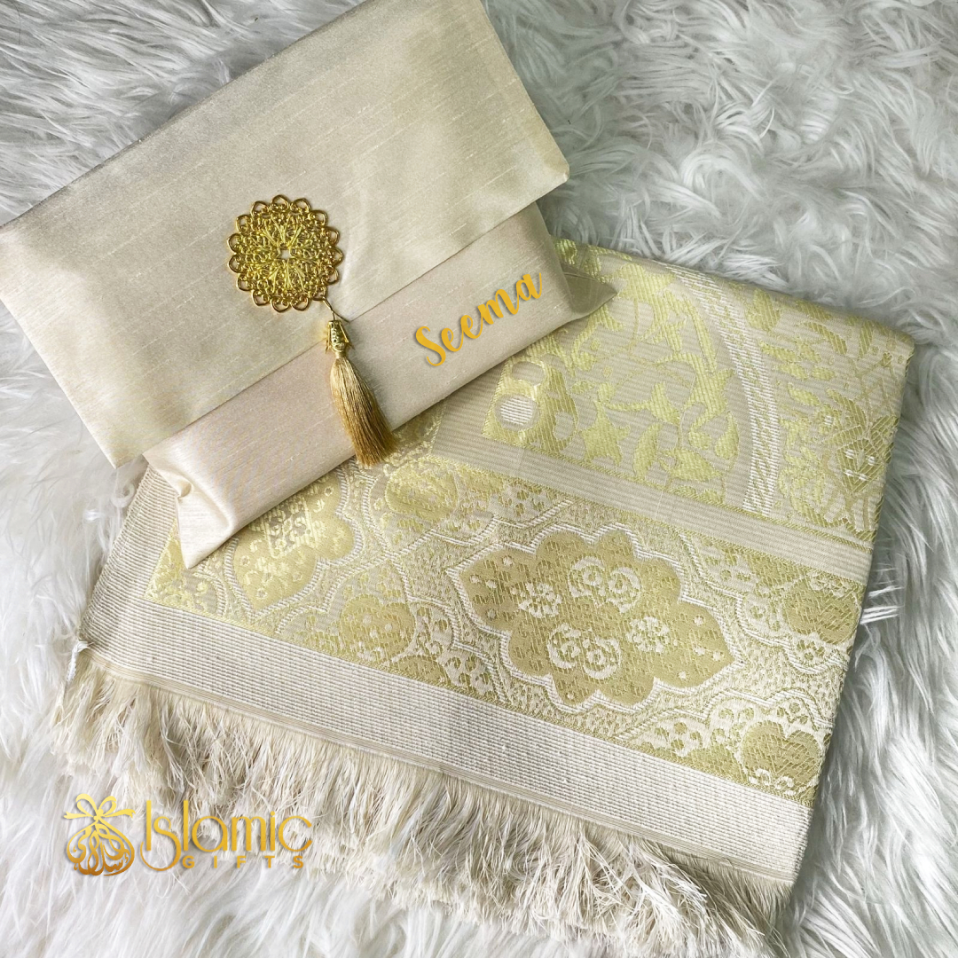 Gold Prayer Rug With Pouch