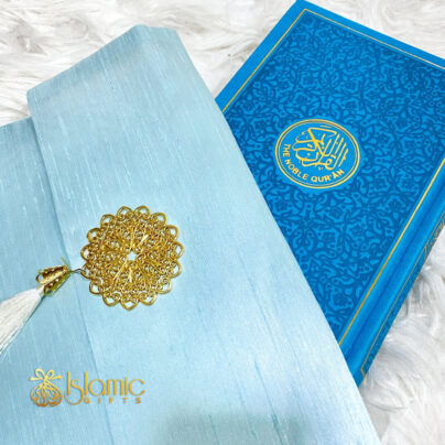 Light Blue Rainbow Quran With Pouch