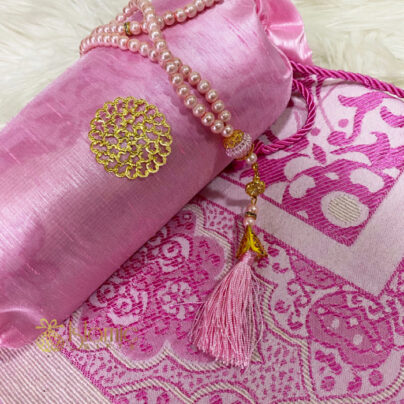Pink Prayer Rug with Tasbeeh and Pouch