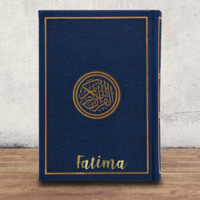 Navy Blue Rainbow Quran With Gold Border