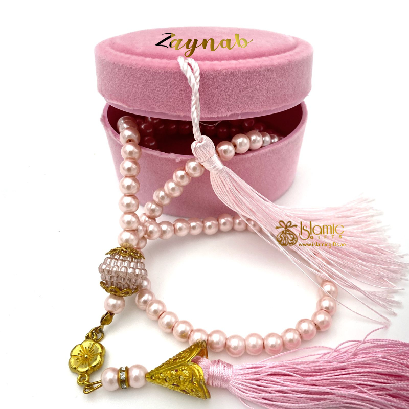 Baby Pink Pearl Tasbeeh With Personalized Case