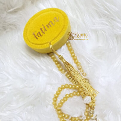 Yellow Pearl Tasbeeh With Personalized Case