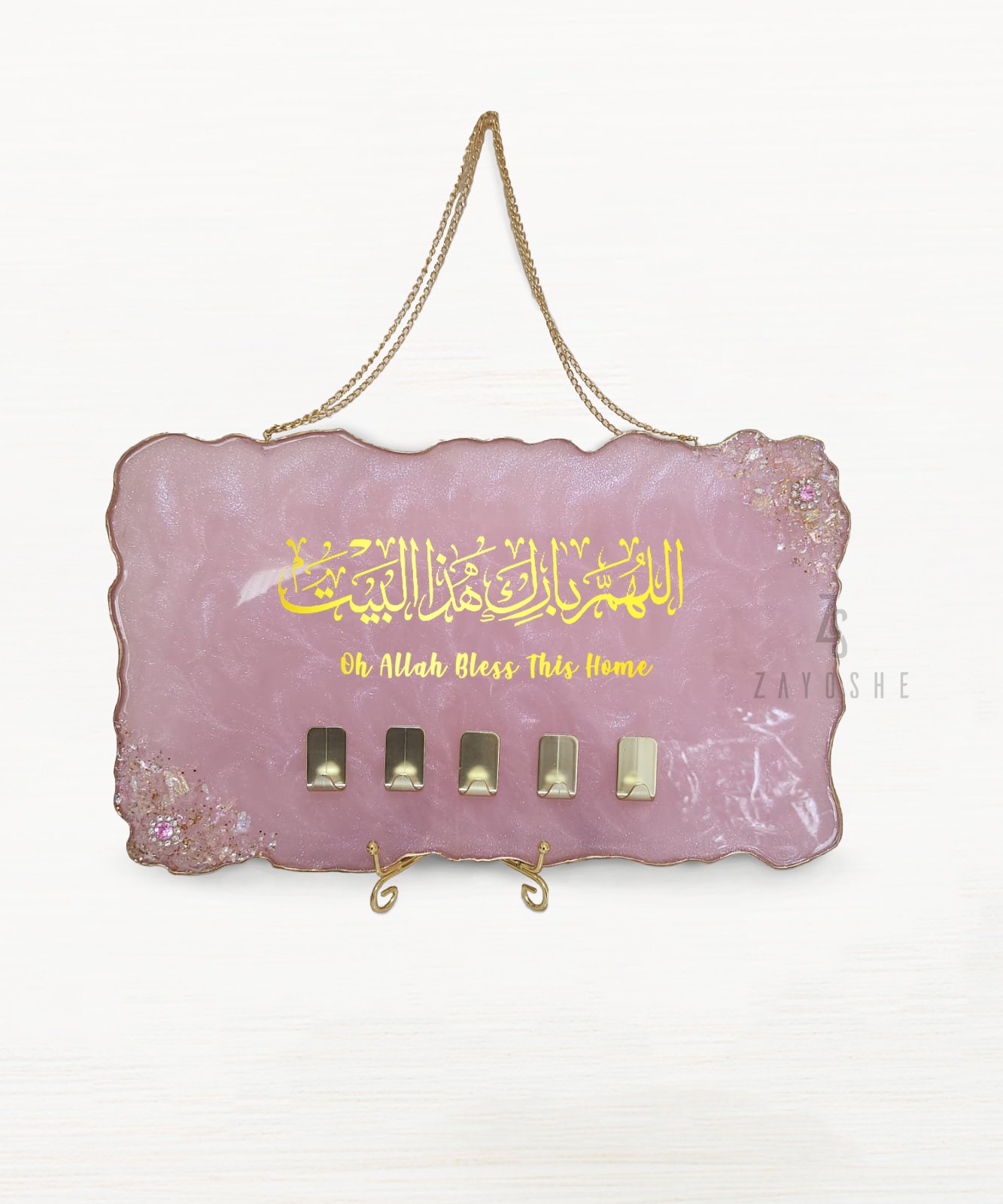 Personalized Resin Key Holder-Pink