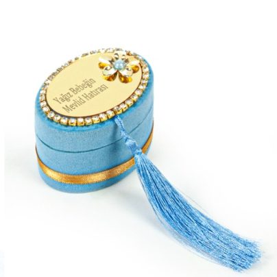 Personalized Velvet Tasbeeh Box Ramadan Favors-Sky Blue