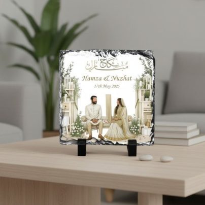 Personalized Couple Nikkah Mubarak Slate